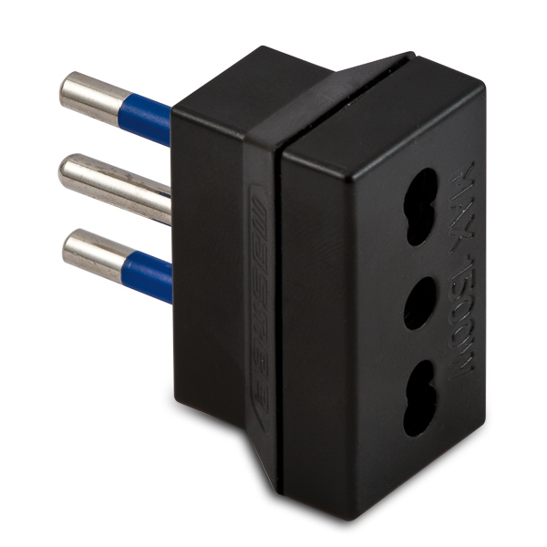 Adaptador Toma Simple 10A 2P+T Negro