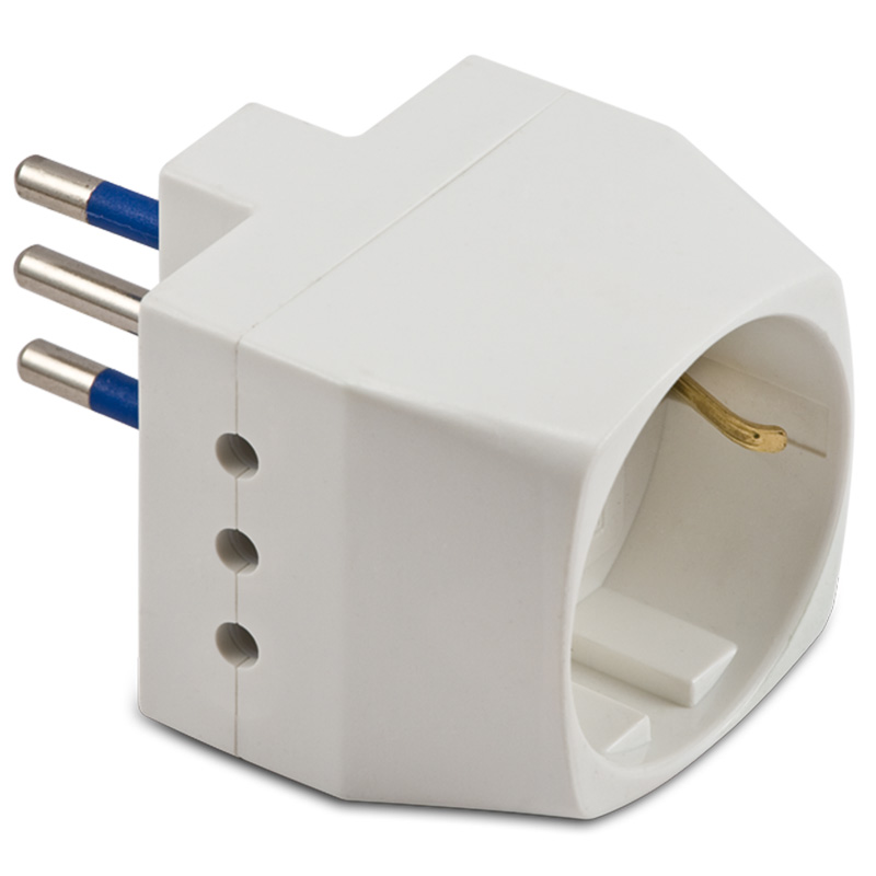 Adaptador Triple-Schuko 10A 2P+T Blanco