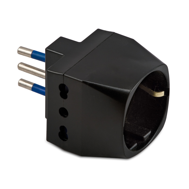 Adaptador Triple-Schuko 10A 2P+T Negro
