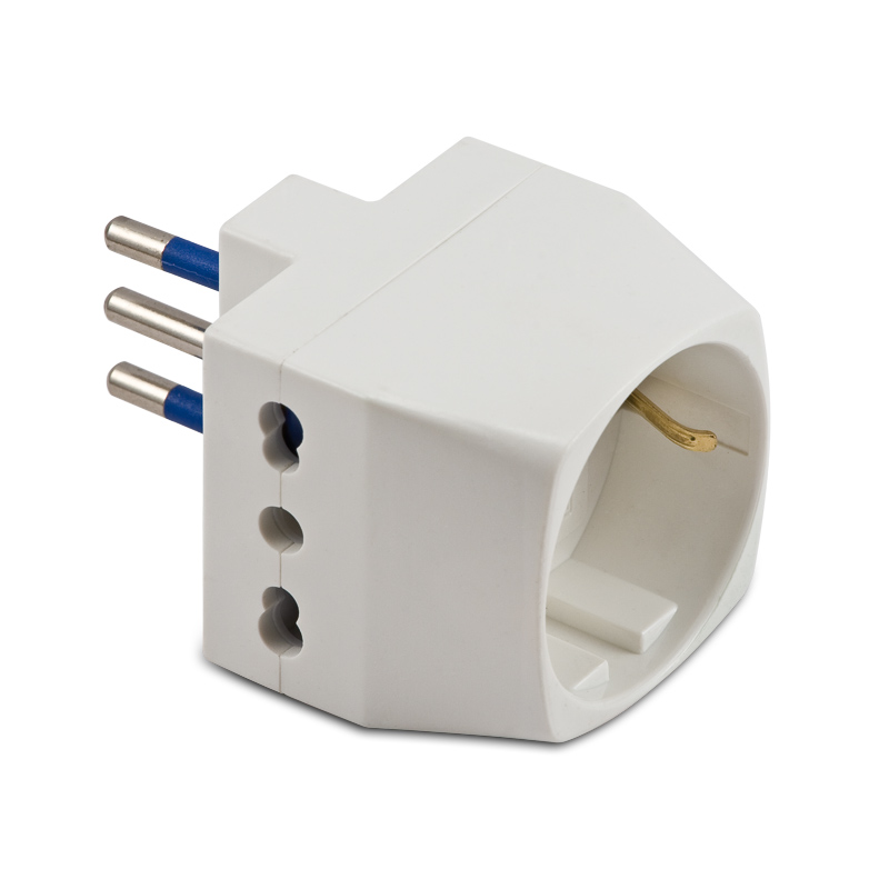 Adaptador Triple-Schuko 10A 2P+T Blanco