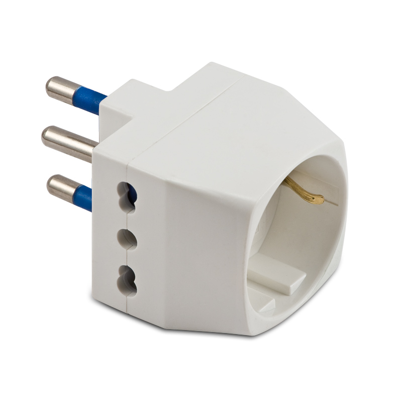 Adaptador Triple-Schuko 16A 2P+T Blanco