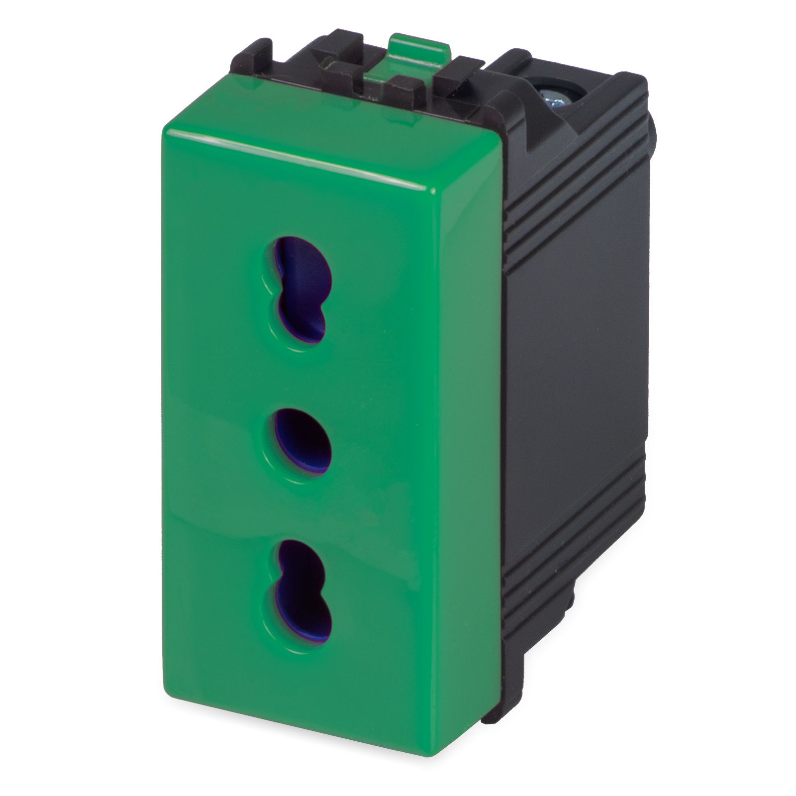 MIX prise italienne bipas 2P+T 16A verte