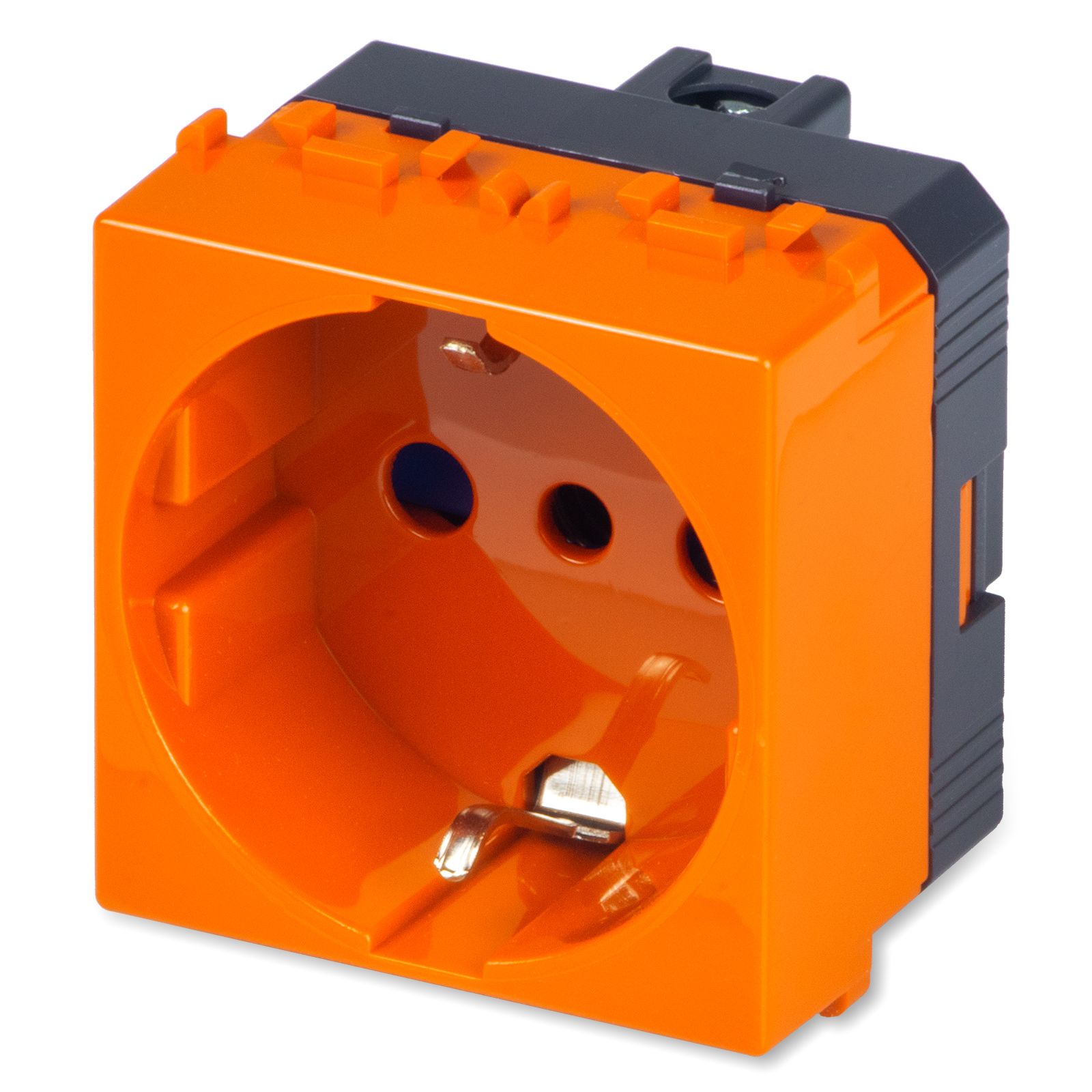 Prise Schuko 2P+T 16A Orange