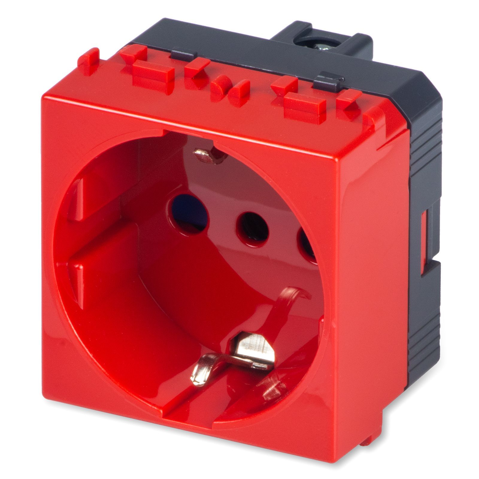 Prise Schuko 2P+T 16A Rouge