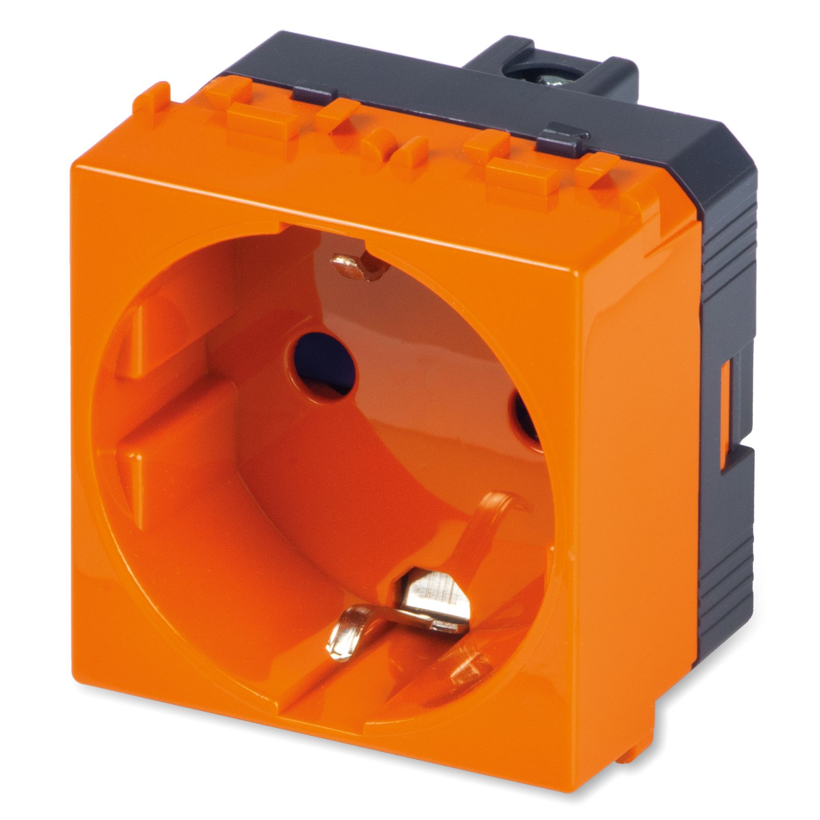 Prise Schuko 2P+T 16A ORANGE
