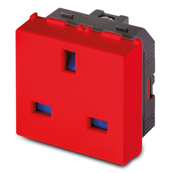 Presa 2P+T 13A St.Inglese ROSSA ANTIBACT
