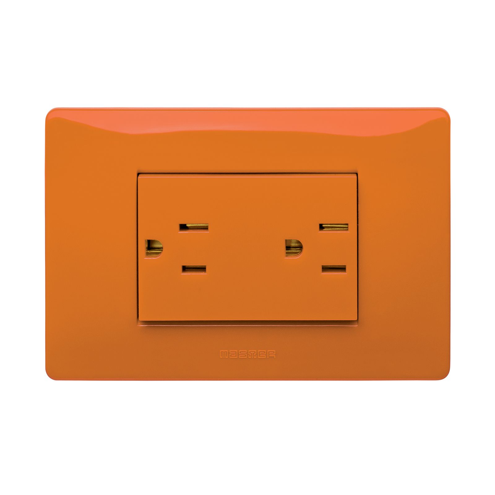 Double Prise 2P+T 15A + Plaque orange