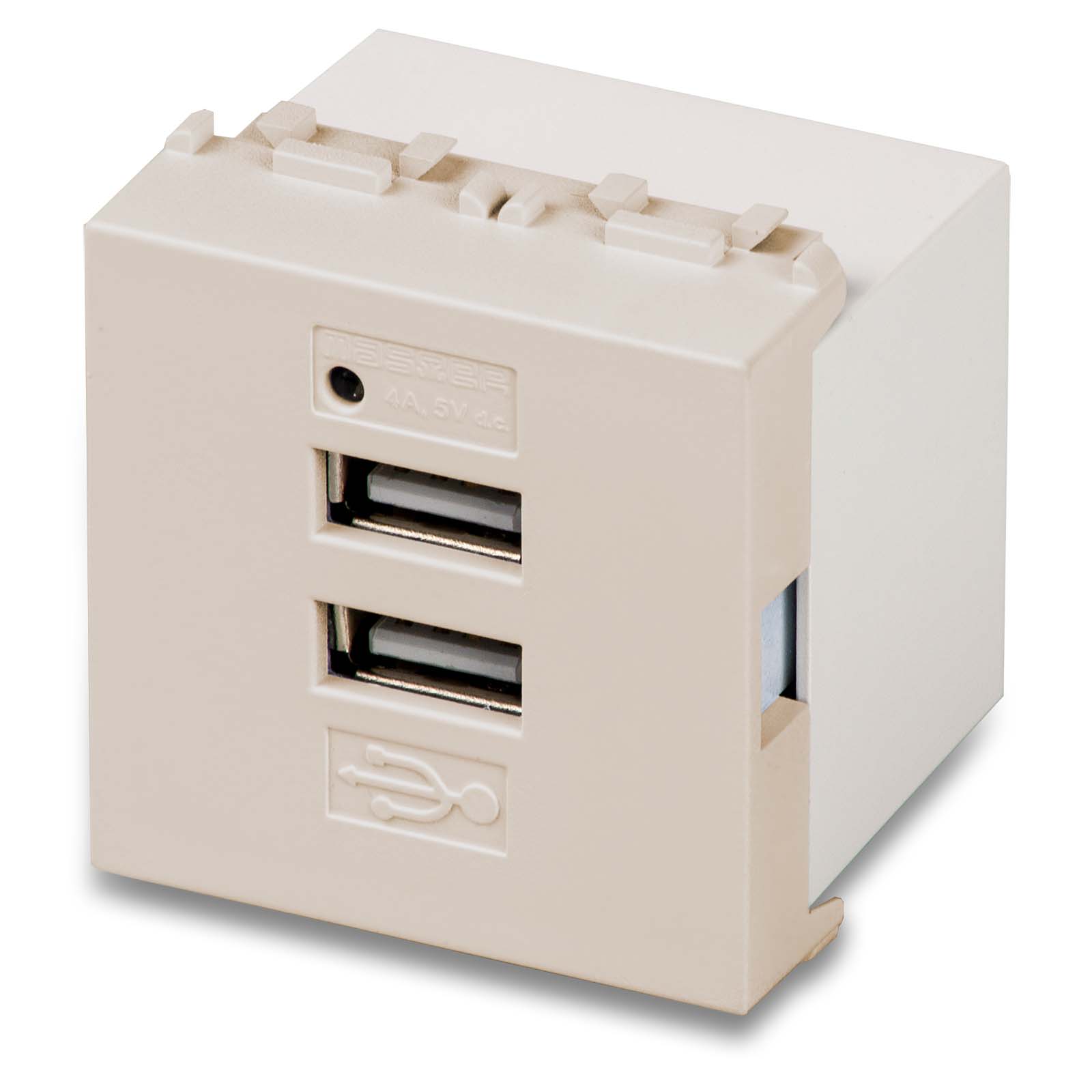 2xUSB power supply, 5V 4A 100-240V Ivory