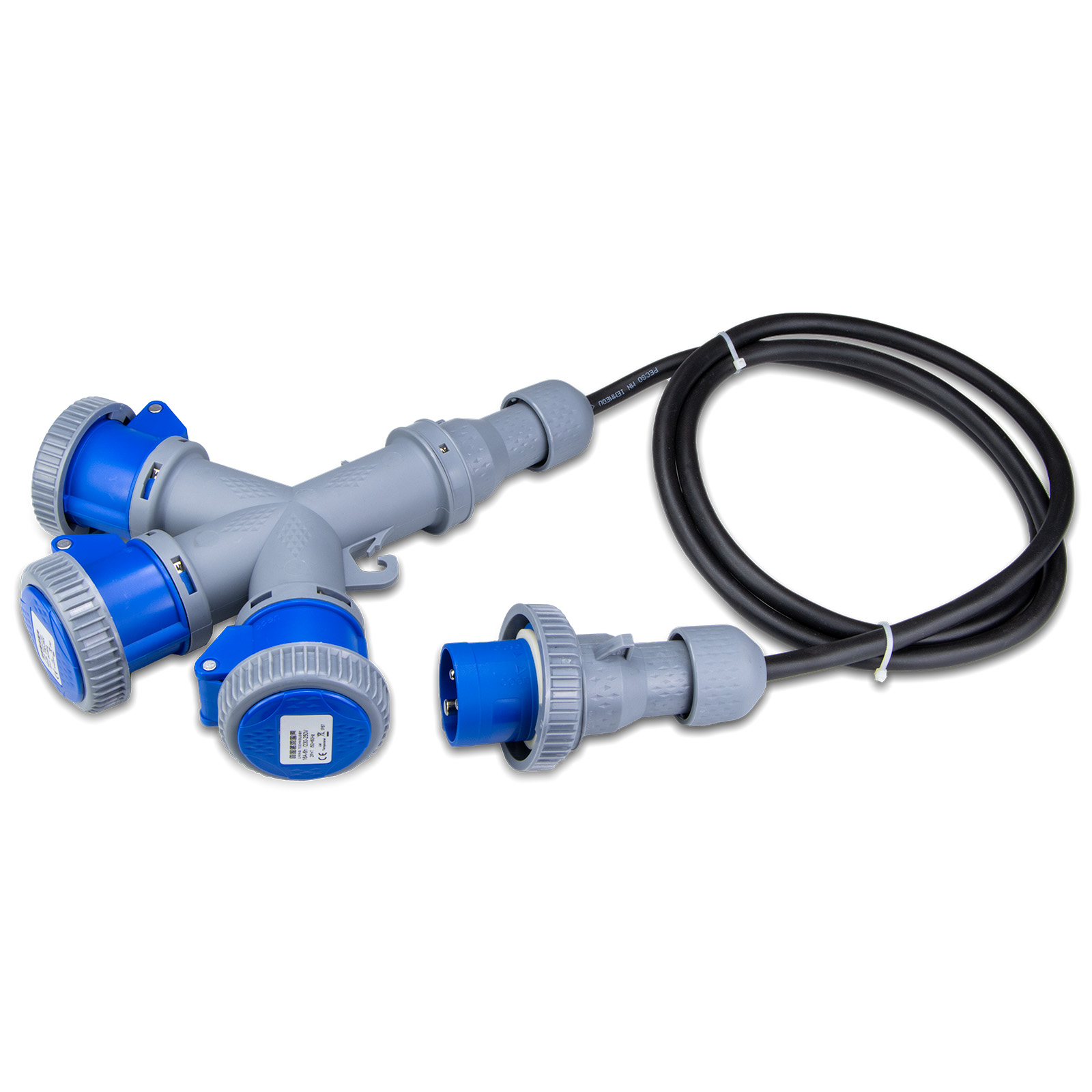 Adapt.triple 2P+T 16A 240V IP67 +câble
