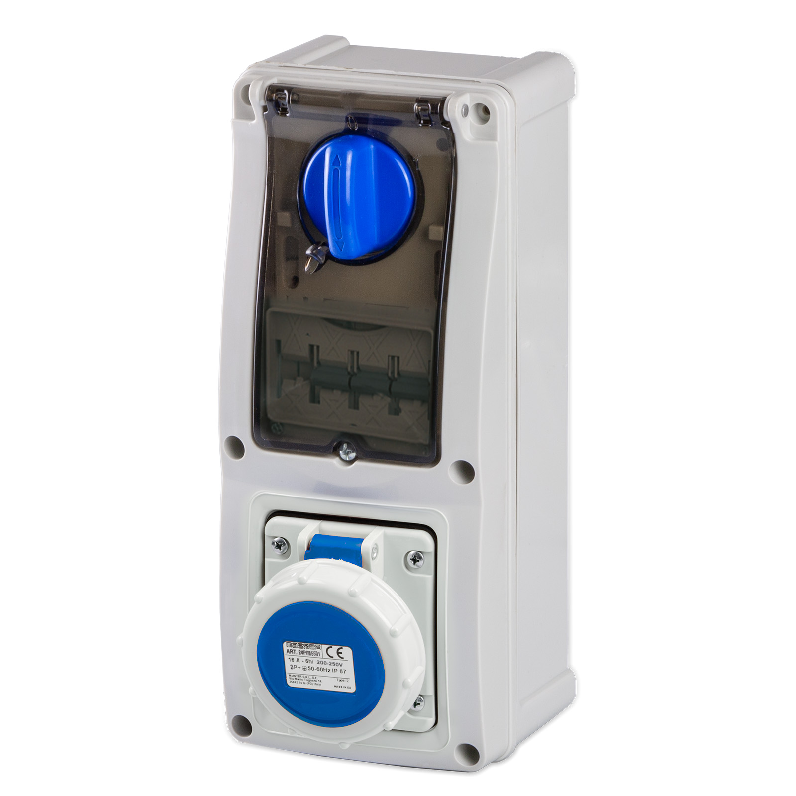Pr.Int.Mag.2P+T 16A 230V 6h BLU IP67 c/S