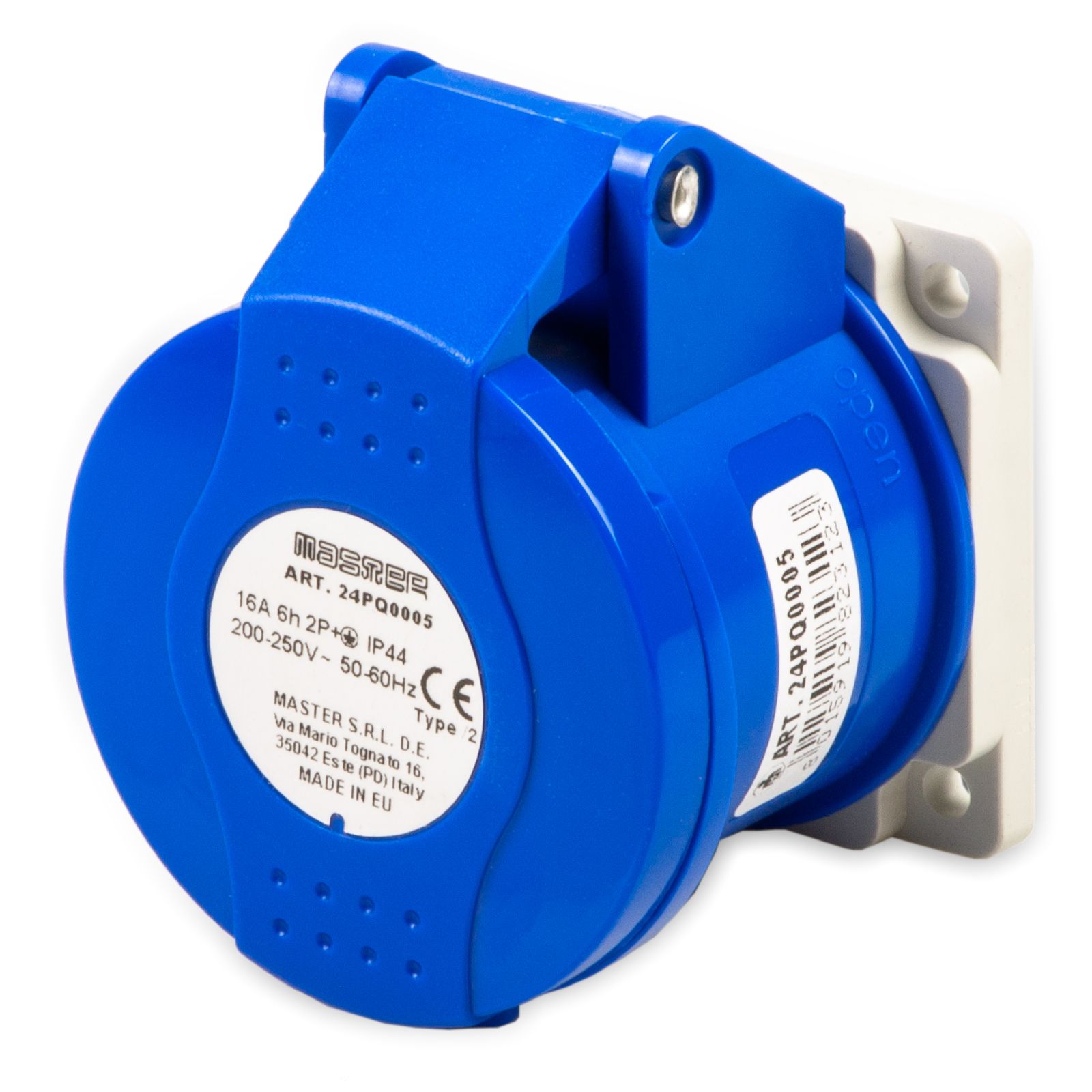 Prise 2P+T 16A 240V 6h Bleu IP44