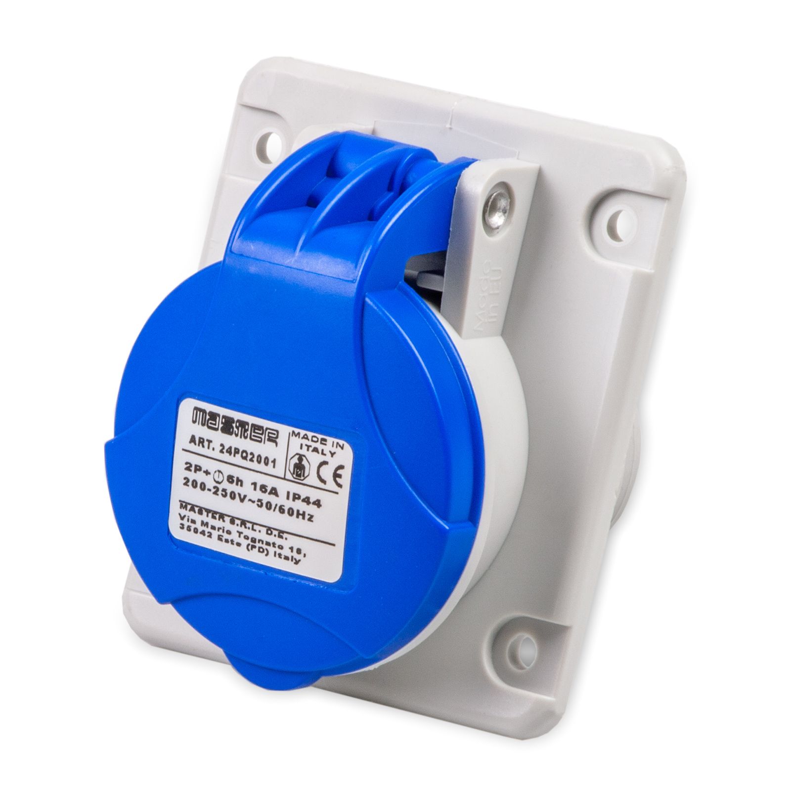 Prise panneau 2P+T 16A 240V 6h BLEU IP4