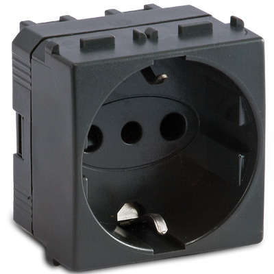 Toma Schuko P30 2P+T 16A 250V~ Gris