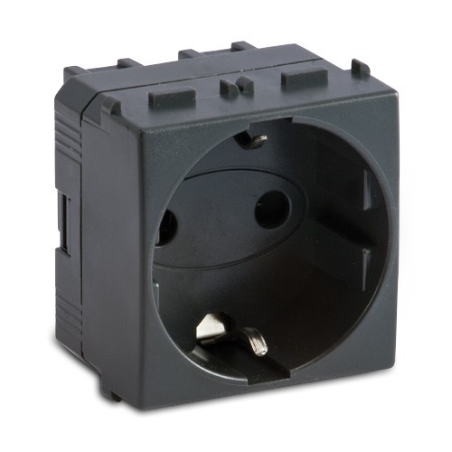 Toma Schuko 2P+T 16A 250V~ Gris