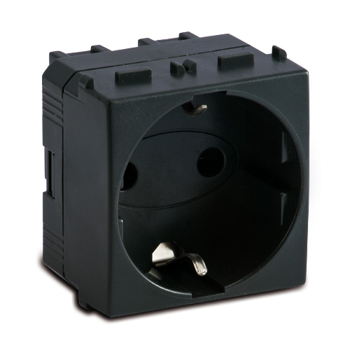 Toma Schuko 2P+T 16A 250V~ Negro