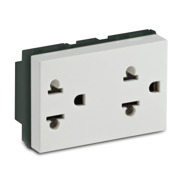Base de enchufe doble 2P+T 16A EuroAmer.
