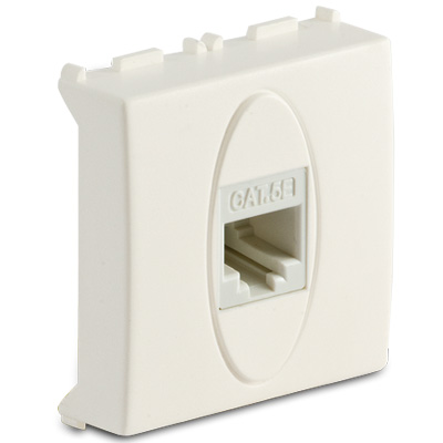 RJ45 socket, cat.5e UTP 8/8 2mod., white