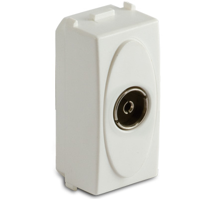 Diam.9,5 mm. TV socket end, white col.