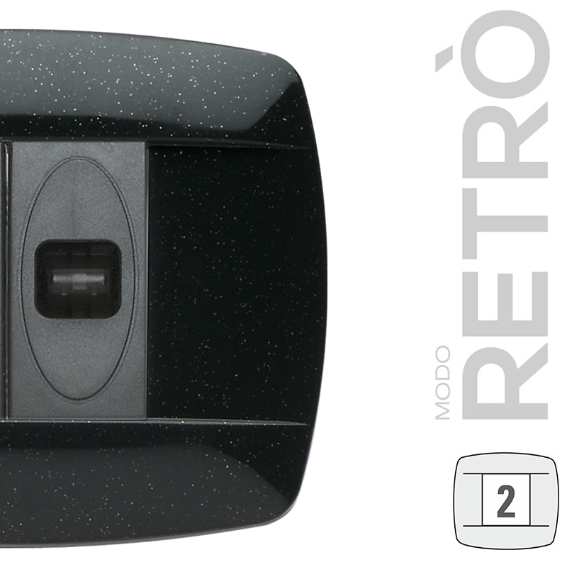 RETRO Placa 2 modulos Gris antracita
