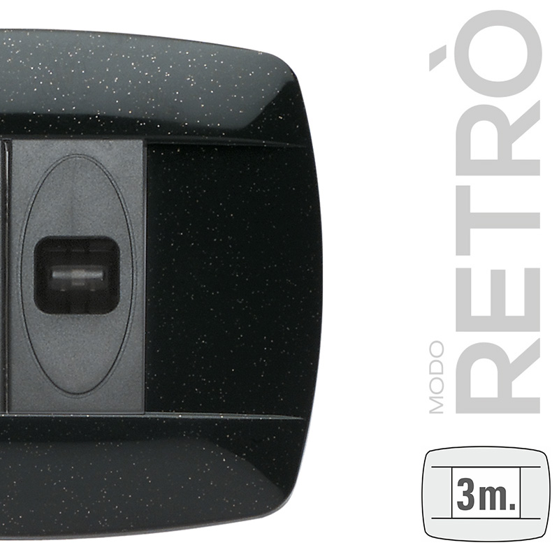 RETRO Placa 3 modulos Gris antracita
