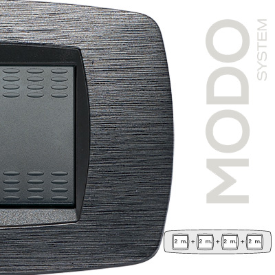 Placa 2+2+2+2 modulos Satinado gris