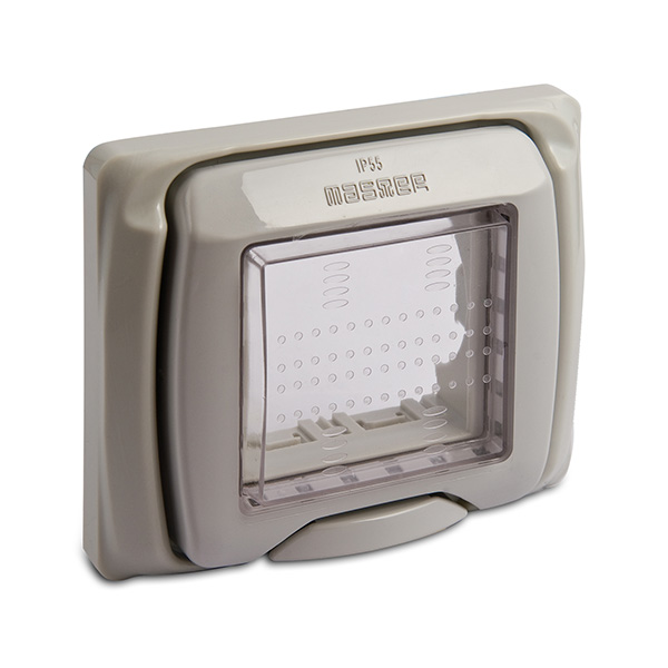 Tapa portamecanis. IP55 2 modulos, gris