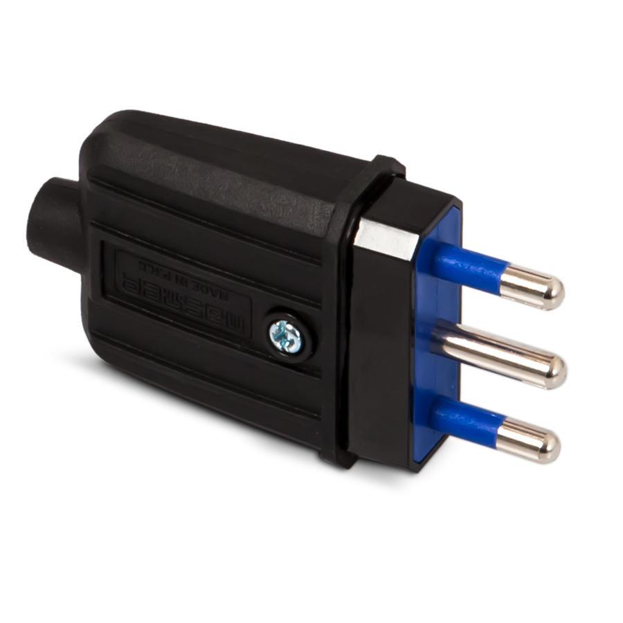 Spina IP40 S17 2P+T 16A in gomma nera
