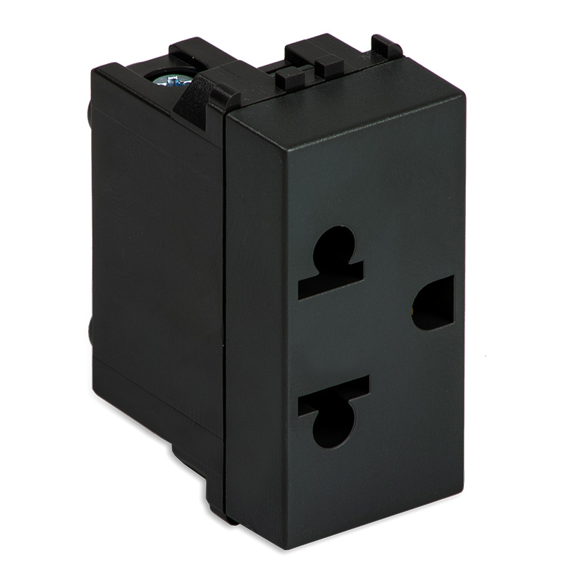 Base de enchufe 2P+T 16A Americana,Negro