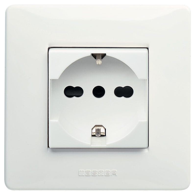 16A Schuko socket 2P+earth w.safety dev.