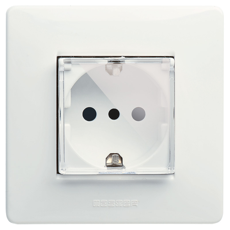 2P+E Schuko socket w.transparend door