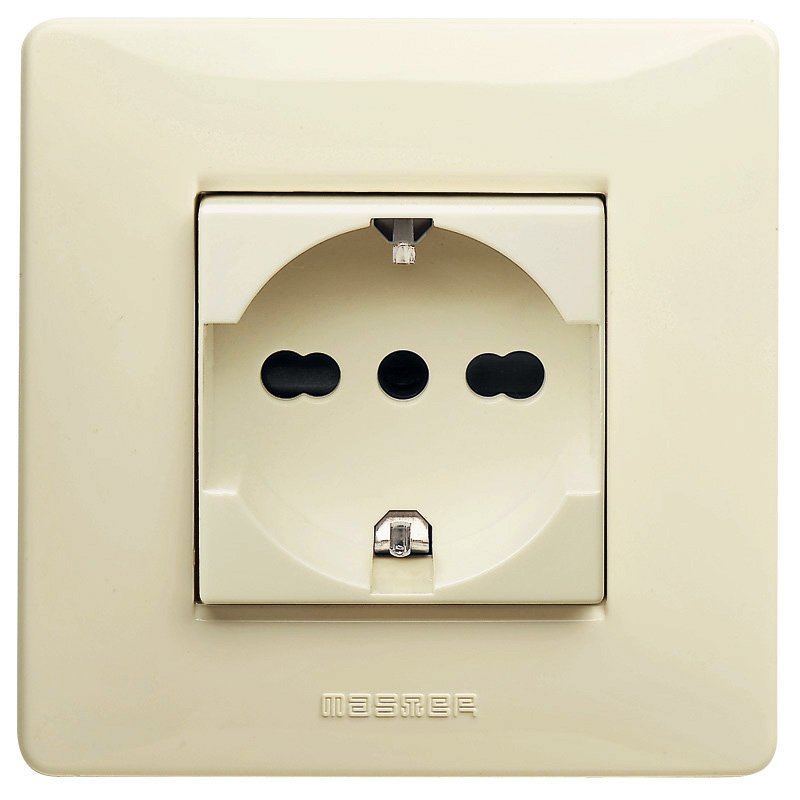 16A Schuko socket 2P+earth w.safety dev.