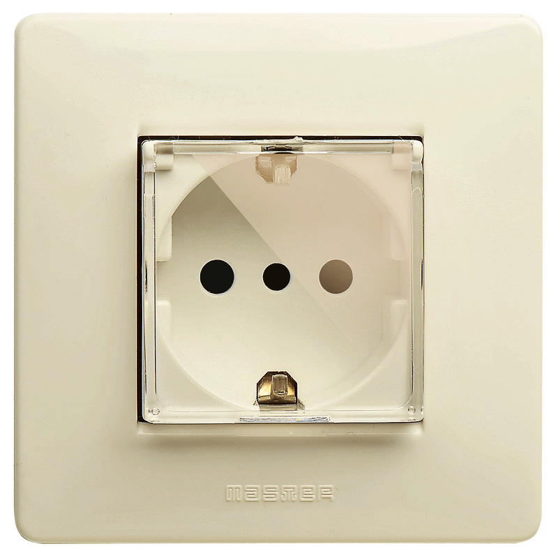 2P+E Schuko socket w.transparend door