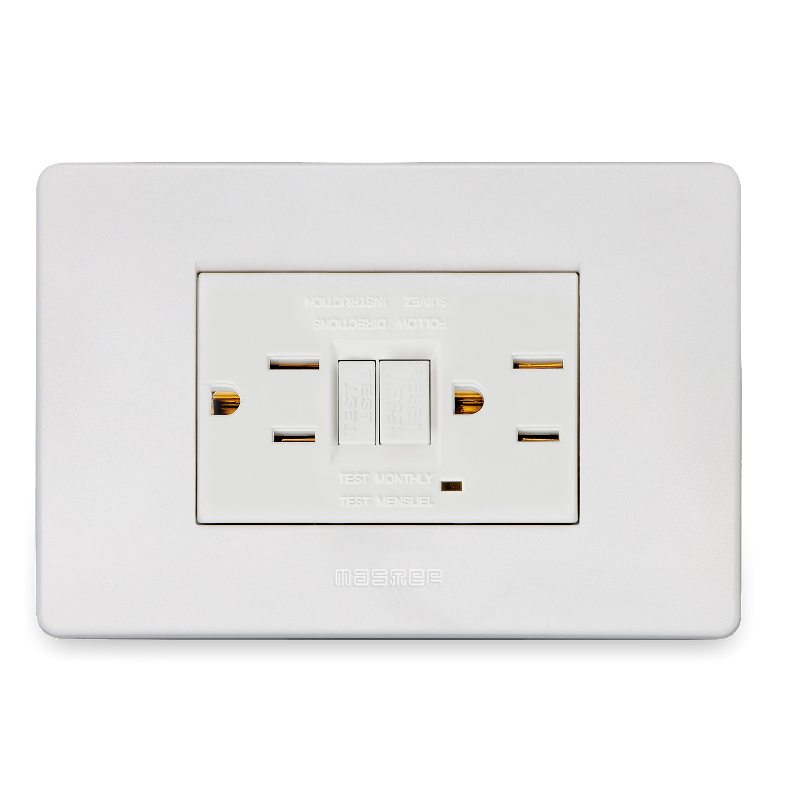 Double American socket GFCI 15A White