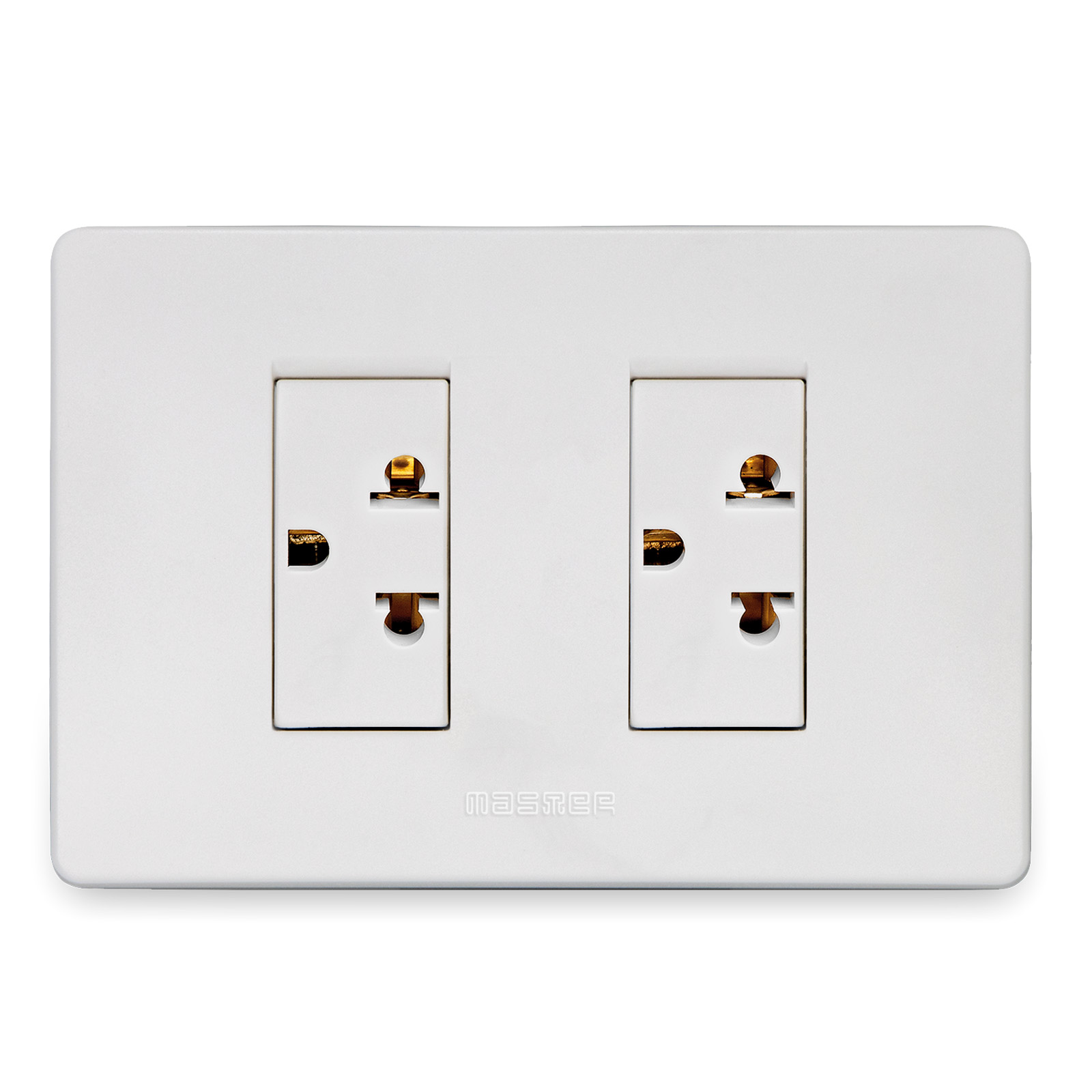 2x 2P+E 16A 250V EuroAmerican sock. Whit