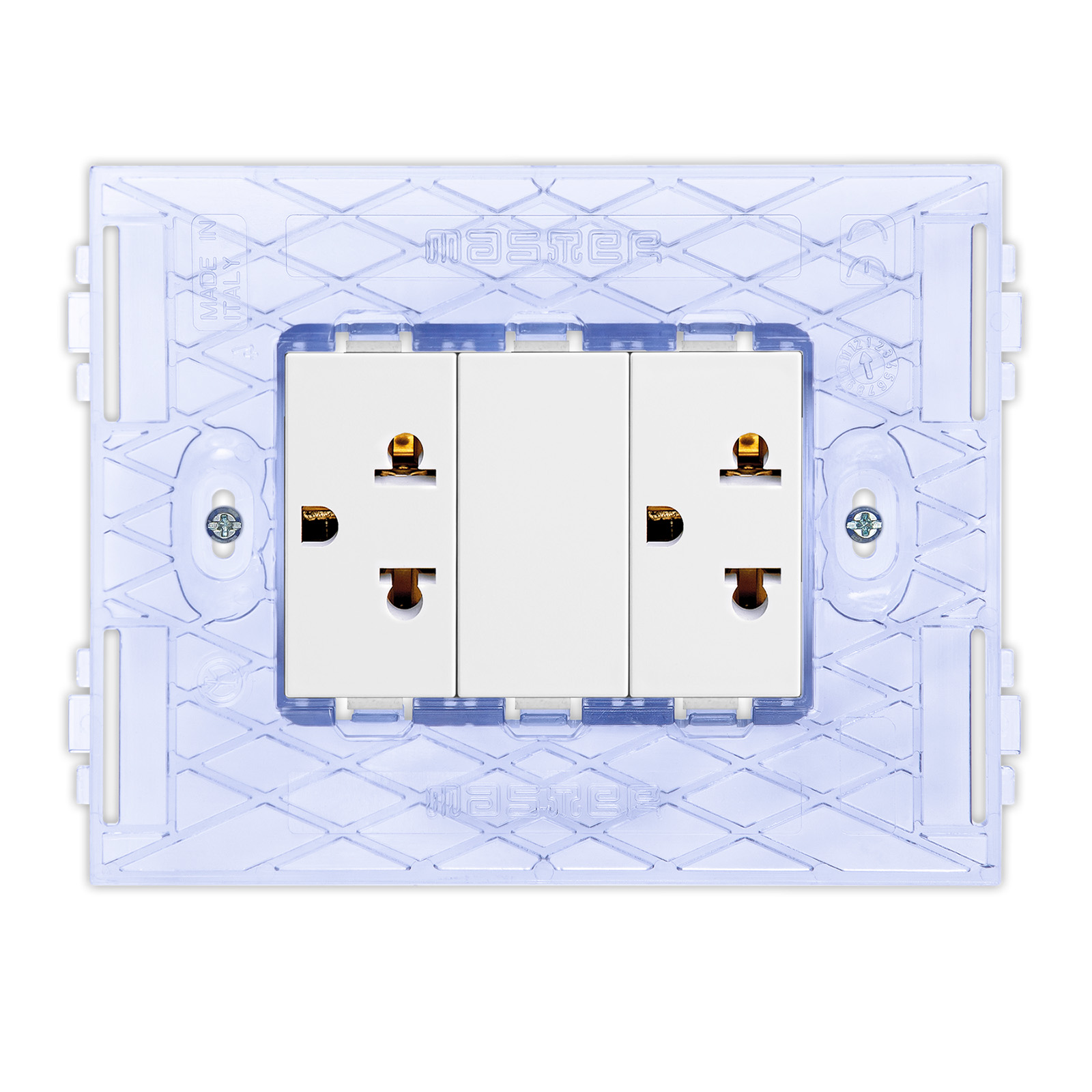 2x 2P+E 16A 250V EuroAmerican sock.