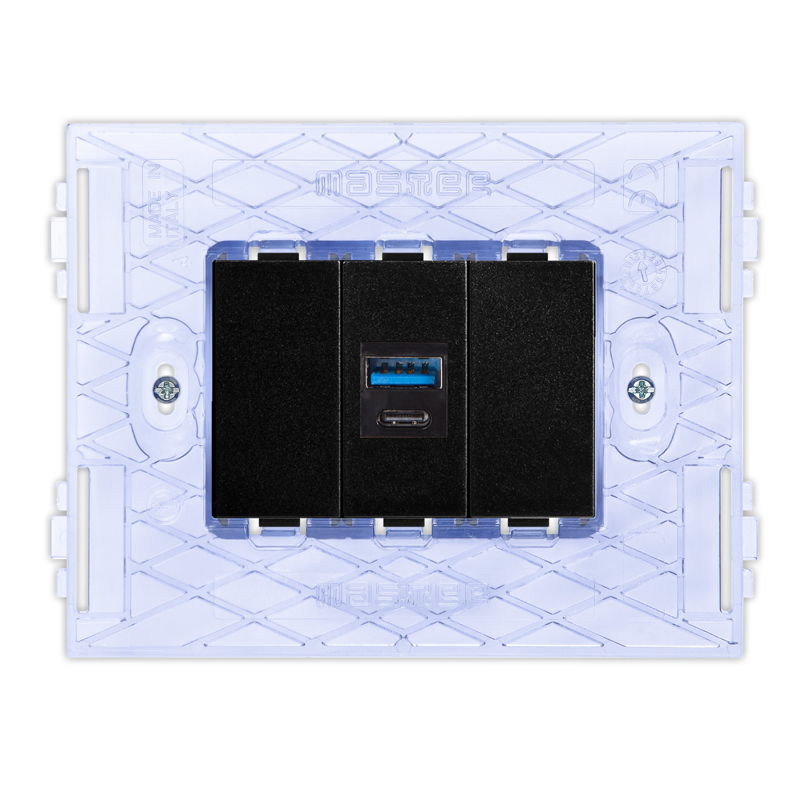 PIXIA Toma USB A+C BLACK +soporte