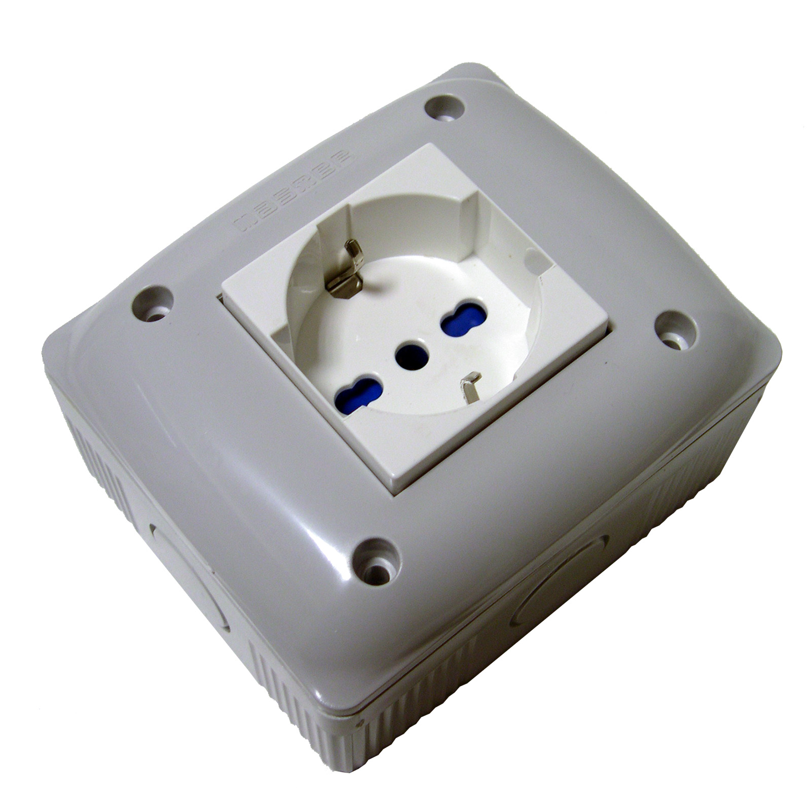 IP40 box with 16A 2P+E Schuko socket