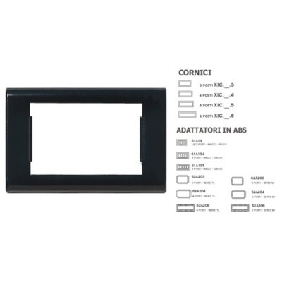 Placa GIOTTO Negro brillo 4 módulos