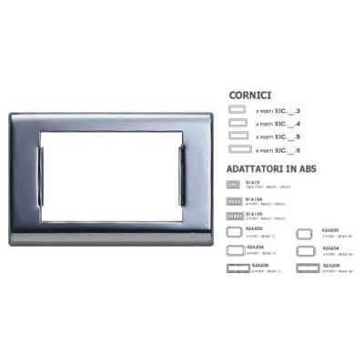 Placa GIOTTO metal plateado 3 módulos